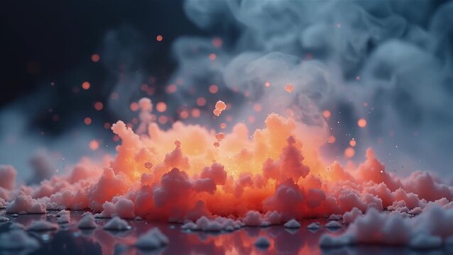 Colorful Smoke Explosion with Bright Orange Highlights and Atmospheric Effects