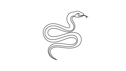 Fototapeta premium Minimalist Line Art Illustration of a Running Snake with Open Mouth