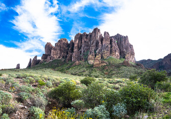 Arizona's Superstition Mountains in the Lost Dutchman State Park on the Apache Trail near Phoenix in the fall of 2025