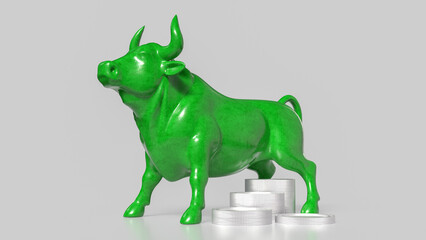 Green Bull Market Growth Symbol 3d render.