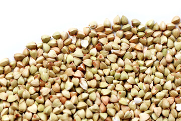 Fototapeta premium Raw buckwheat groats, a gluten-free superfood rich in fiber, protein, and minerals
