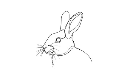 Minimalist Line Drawing of a Rabbit with Detailed Features and Expressive Ears