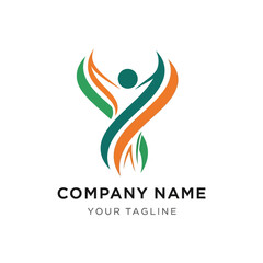 Obraz premium Abstract Human Figure Logo Design with Vibrant Colors.