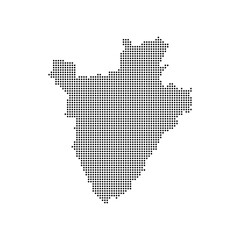 dotted halftone black silhouette of burundi map isolated. burundi country map for travel and presentation. burundi halftones map vector illustration.  world maps circle. global map.