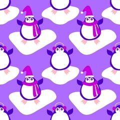 Christmas animals seamless penguin pattern for wrapping paper and fabrics and kids print