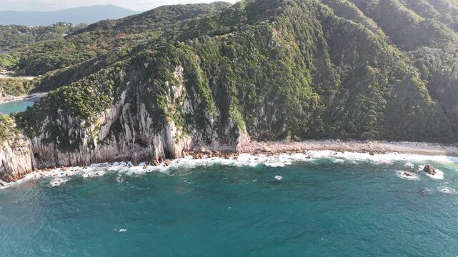 Genkai Quasi-National Park, Itoshima, Fukuoka, Japan: 4K Aerial Drone Footage of Keya Beach, Mountain Forests, Autumn Colours, Islands, Japanese Rocky Coastline in Shimakeya