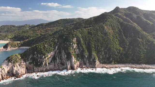Genkai Quasi-National Park, Itoshima, Fukuoka, Japan: 4K Aerial Drone Footage of Keya Beach, Mountain Forests, Autumn Colours, Islands, Japanese Rocky Coastline in Shimakeya