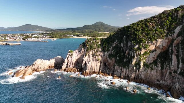 Genkai Quasi-National Park, Itoshima, Fukuoka, Japan: 4K Aerial Drone Footage of Keya Beach, Mountain Forests, Autumn Colours, Islands, Japanese Rocky Coastline in Shimakeya