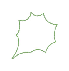 Hand drawn speech bubble forms a comment with organic crayon outline in a sketch style. Chat and message visual with round graphic look, rectangle influence and playful abstract shape.