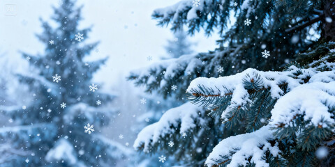 Minimal Winter Background with Falling Snow and Soft Light