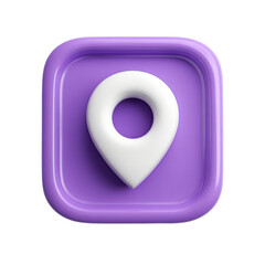 Glossy 3D Purple Location Icon for Map and Navigation