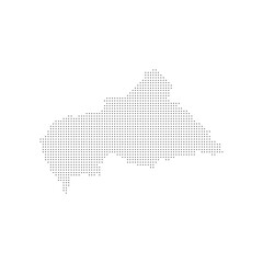 
dotted halftone black silhouette of central african republic map isolated. central african republic country map for travel and presentation. bangui halftones map vector illustration.