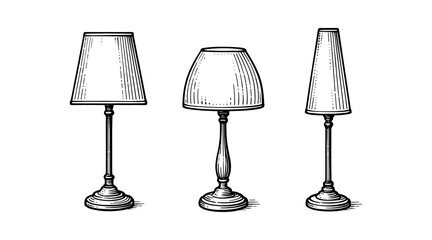Obraz premium Elegant vintage lamps illustration in black and white, perfect for design