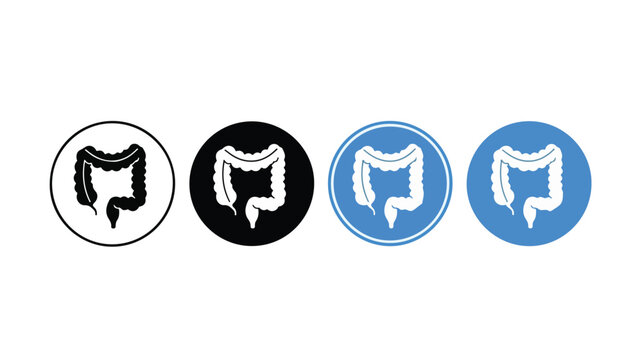 Four stylized colon icons in different colored circles on a white background.