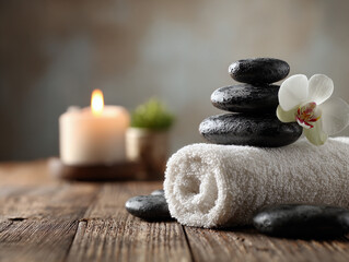 Professional Spa Massage Setting with Stones