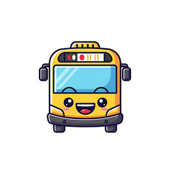 Cute Yellow Bus Cartoon. (2)