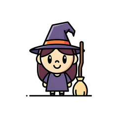 Cartoon witch icon.