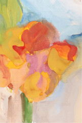 Abstract vertical colorful background with gouache paints strokes.