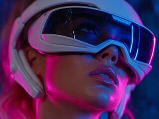 Futuristic Virtual Reality VR Headset Experience