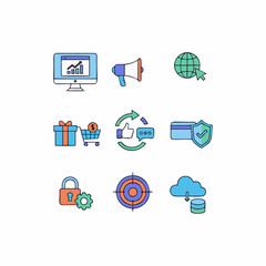 digital marketing vector icon set