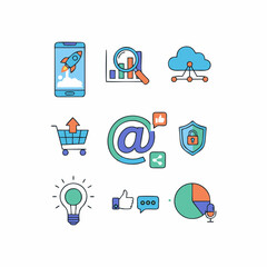 digital marketing vector icon set