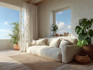 Minimalist Modern White Living Room Interior