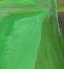 Abstract green background with gouache paints strokes.