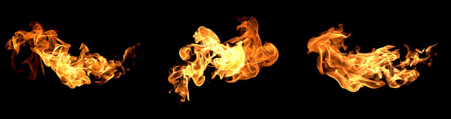 Fire flames on a black background