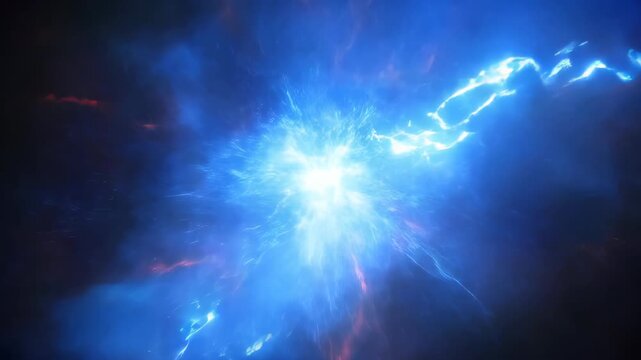 Celestial energy burst: A radiant spectacle of vibrant blues and ethereal energy, reminiscent of cosmic phenomena and celestial wonders. 