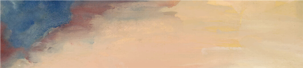Abstract neutral horizontal background with gouache paints strokes.
