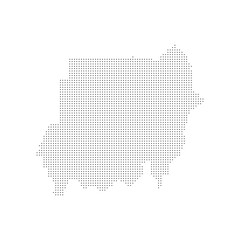 dotted halftone black silhouette of sudan map isolated. sudan country map for travel and presentation. sudan halftones map vector illustration.  world maps circle. global map.
