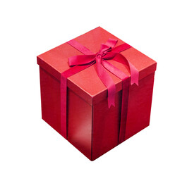 Red gift box isolated on white
