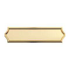 Golden nameplate with scalloped edges on transparent background