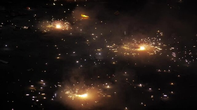Electric Sparks  A Spectacle of Fireworks in the Dark Night