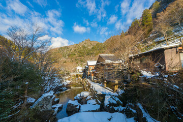 耶馬渓の雪景色（大分県中津市耶馬渓）