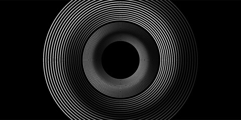 3D silver lines techno abstract background overlap layer on dark space with circles effect decoration. Modern graphic design element stripes style concept for web banner, flyer, card or brochure cover
