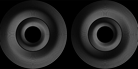 3D silver lines techno abstract background overlap layer on dark space with circles effect decoration. Modern graphic design element stripes style concept for web banner, flyer, card or brochure cover