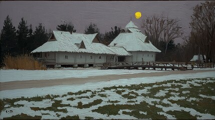winter landscape with house