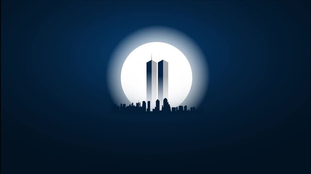 USA Patriot Day 9.11 Never Forget September 11, 2001 4K video conceptual footage. Patriot Day USA poster or banner on simple Blue background color.