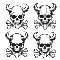 monochrome skull silhouettes for edgy graphic design and print projects