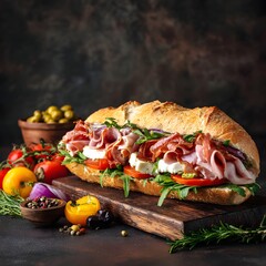 Hoagie day gourmet sandwich with fresh deli ingredients