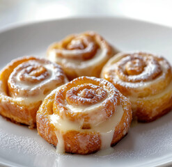 Freshly Baked Cinnamon Rolls With Vanilla Icing
