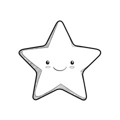 A large simple fivepointed Christmas star illustration for a toddler coloring book thick bold outlines minimal details and no shading The star should have a happy smiling face in the ce