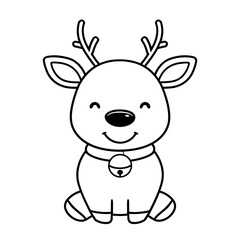 A cute simple Rudolph the RedNosed Reindeer illustration for a toddler coloring book large shapes thick bold outlines and no shading Rudolph should have a big smiling face round red nos