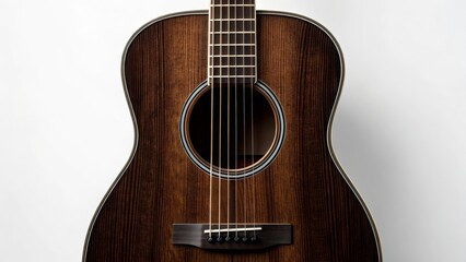 Fototapeta premium Dark Stained Oak Acoustic Guitar Close-up Detail