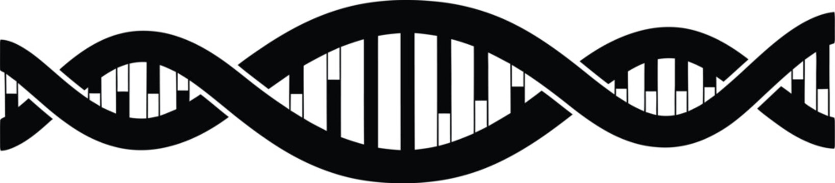 Black dna double helix illustration scientific symbol on transparent background silhouette