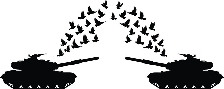 A flock of birds rising from tanks a dramatic scene on transparent background silhouette