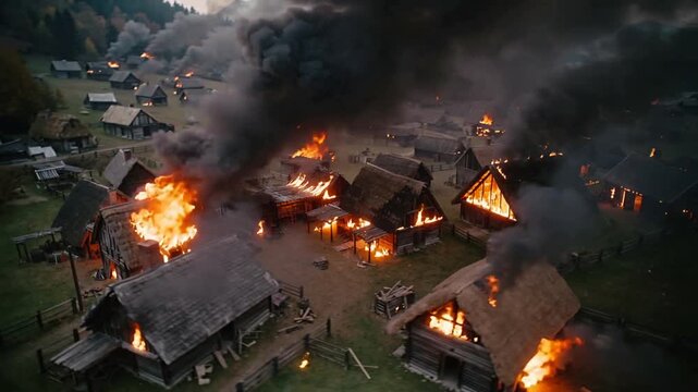 village en flammes