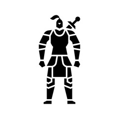 Knight character glyph icon. Warrior illustration.