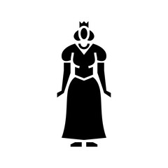 Princess character glyph icon. Princess illustration.